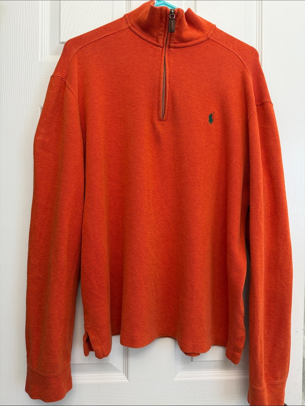 Ralph Lauren Bright Orange Quarter-Zip Pullover with Polo Logo